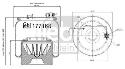 Febi 177168 Air Spring Rear Axle Left With Piston Premium High Performance