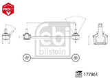 Febi 177861 Stabiliser Link Rear Axle Premium Quality Steel Pressure Rod