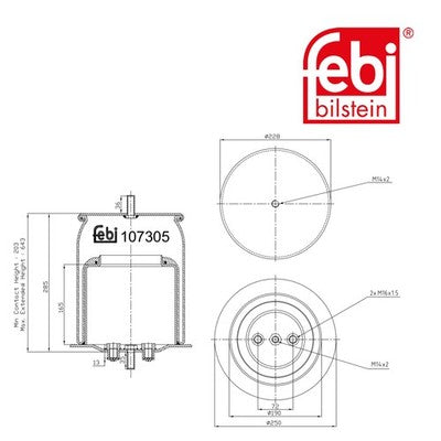 Febi 107305 Air Spring With Piston Premium Grade Durable High Performance