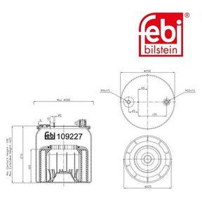 Febi 109227 Air Spring Rear Axle Left Right With Piston Premium High Performance