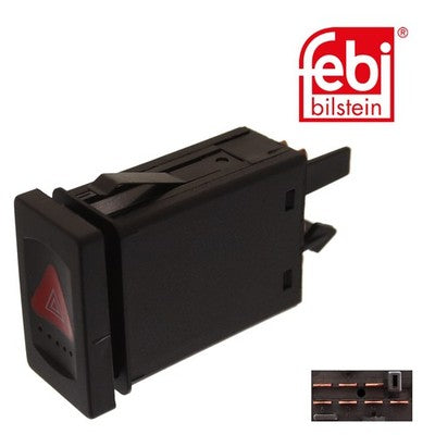 Febi 44701 Hazard Warning Flasher Plastic Black Fits VW Passat 1998 - 2000