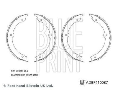 Blueprint ADBP410087 Brake Shoe Set Rear Fits Toyota LandCruiser 200 2008 - 2025