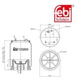 Febi 105869 Air Spring Premium Grade Durable Standard High Performance