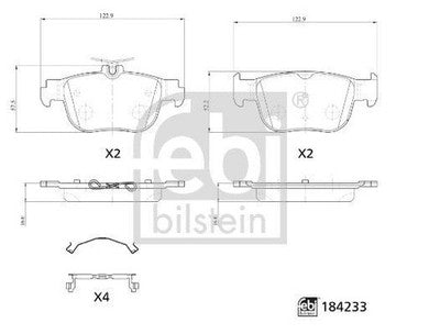 Febi 184233 Brake Pad Set Standard Premium Grade Fits Audi A3 2020 - 2025