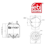 Febi 174367 Air Spring Rear With Piston Rod Premium Durable High Performance