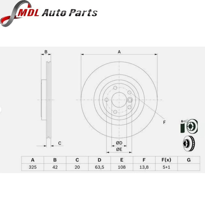 GEOMET 2x Brake Discs Vented JAGUAR F-PACE X761 2.0D Rear 15to20 325mm T4A2061