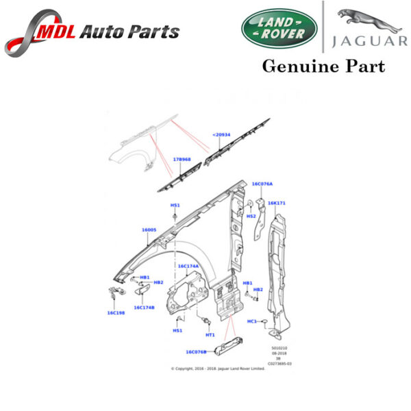 Land Rover Genuine Fender Molding LR110614