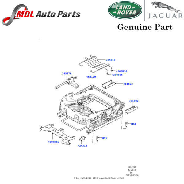 Land Rover Genuine Moulding Manual Buckle LR036044