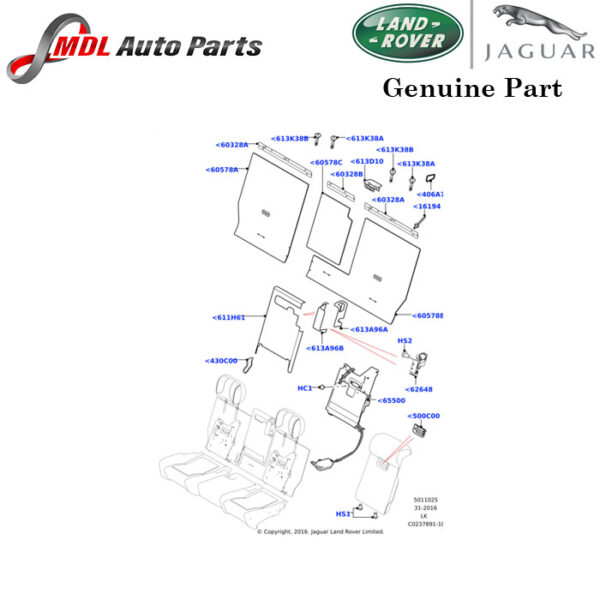 Land Rover Genuine Armrest LR083126