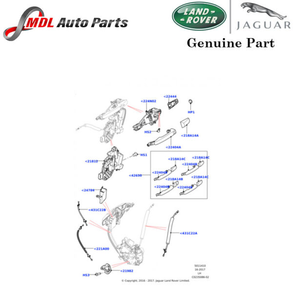 Land Rover Genuine Door Handle LR098259