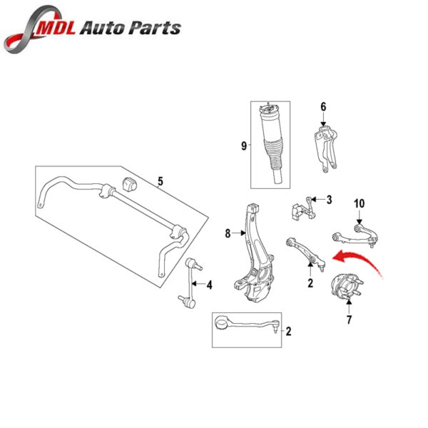 Land Rover Genuine Front Right Rear Lower Control Arm - 602123500